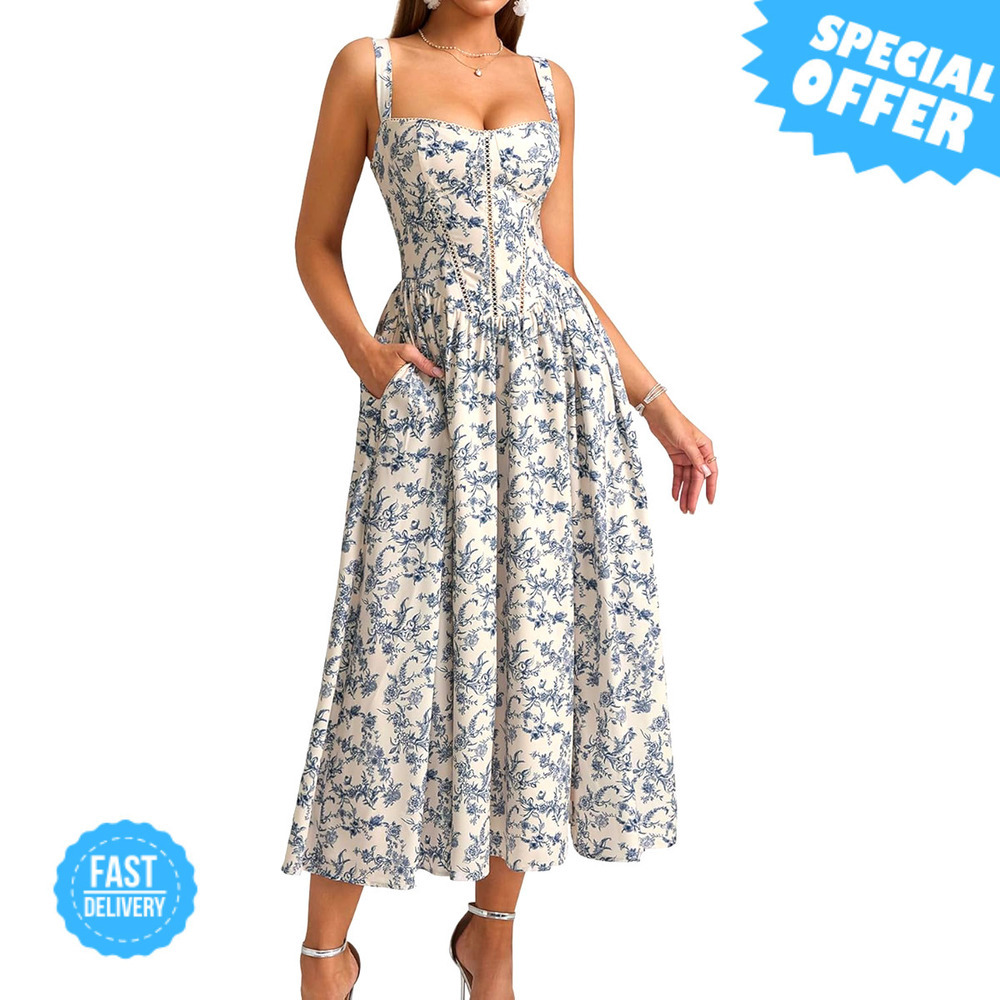 BRAND NEW KUTUMAI Floral Midi Dress with Pockets - Perfect for Weddings!